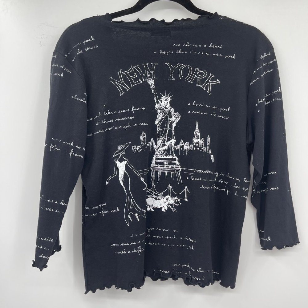 Cactus New York Shirt Large Black White Ruffle - Picture 6 of 8